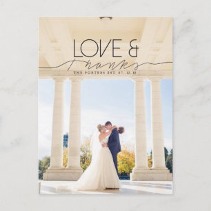Love & Thanks Chic and Formal Thank You Photo Postcard