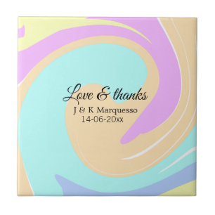 Love & thanks colourful marble wedding name tile