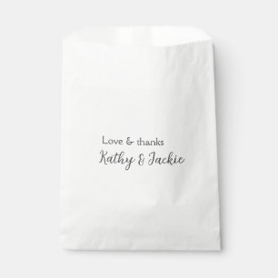 Love & thanks couple name wedding simple minimal favour bags