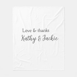 Love & thanks couple name wedding simple minimal  fleece blanket