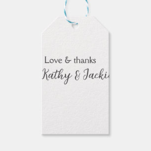 Love & thanks couple name wedding simple minimal gift tags