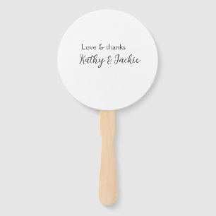 Love & thanks couple name wedding simple minimal  hand fan