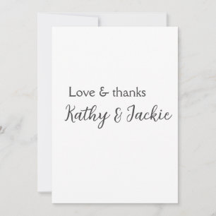 Love & thanks couple name wedding simple minimal invitation