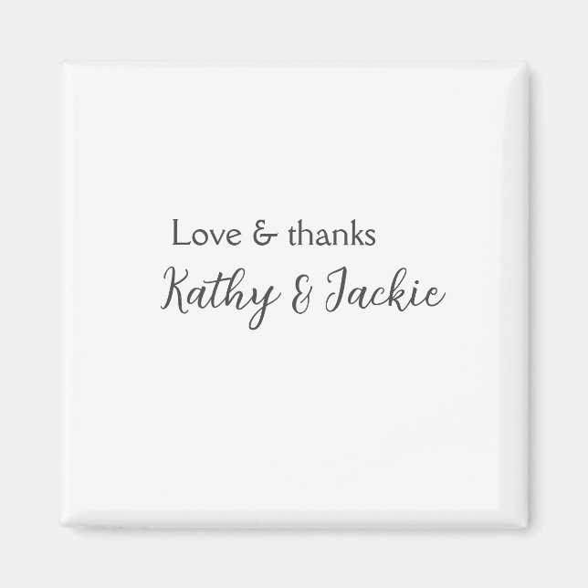 Love & thanks couple name wedding simple minimal  magnet (Front)