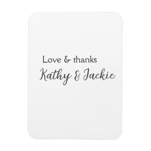 Love & thanks couple name wedding simple minimal  magnet