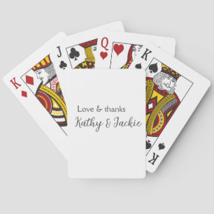 Love & thanks couple name wedding simple minimal  playing cards