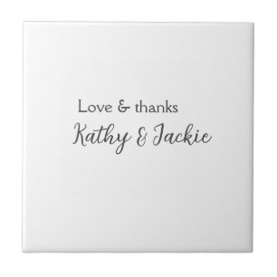 Love & thanks couple name wedding simple minimal  tile