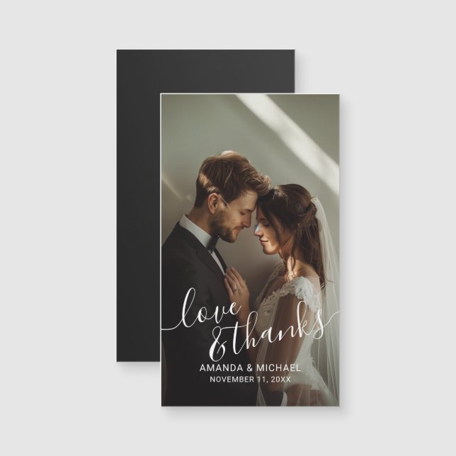 'Love & Thanks' Custom Photo Wedding Favor (Front/Back)