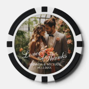 'Love & Thanks' Custom Photo Wedding Favour Poker Chips