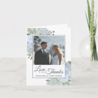 Love & Thanks Dusty Blue Roses Wedding Photo 