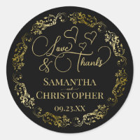 Love & Thanks Elegant Black & Gold Wedding