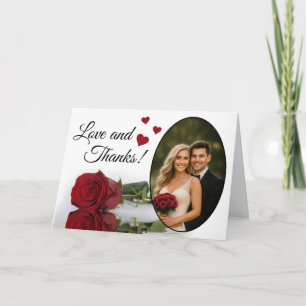 Love & Thanks Elegant Red Rose Romantic Wedding Thank You Card