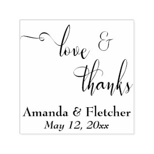 Love & Thanks Elegant Script Typography w/ Details Self-inking Stamp
