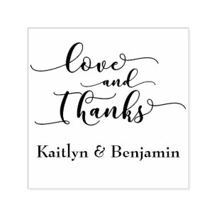 Love & Thanks Elegant Script w/ Your Details Self-inking Stamp