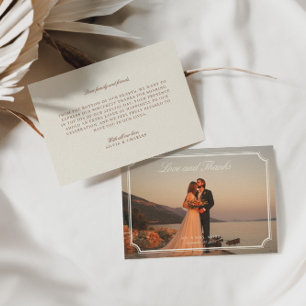 Love & Thanks Elegant Wedding Photo  Thank You Card