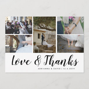 Love & Thanks Five Couple Photo Wedding Thank You Card