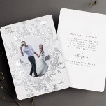 Love & Thanks Floral Silver Foil Thank You Card<br><div class="desc">This elegant wedding thank you card features wildflowers silhouette as an oval frame with optional text on the back. For more advanced customisation of this design,  please click the BLUE DESIGN TOOL BUTTON above!  Matching items are also available.</div>