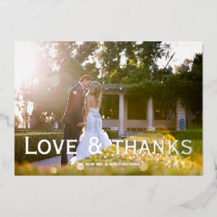 Love & thanks foil wedding overlay thank you card