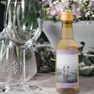 Love & Thanks Lavender Simple Wedding Photo Mini Wine Label