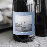 Love & Thanks Minimalist Light Blue Photo Wedding
