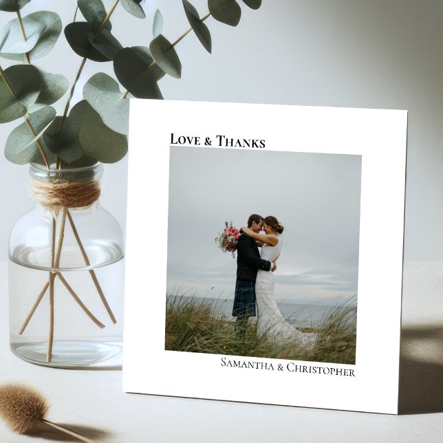 Love & Thanks Minimalist Wedding Photo Thank You Card (Creator Uploaded)