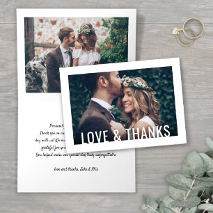 Love & Thanks Modern Simple Border 2 Photo Wedding Thank You Card