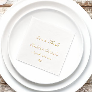 Love & Thanks Monogram Wedding Date Party Cocktail Foil Napkins