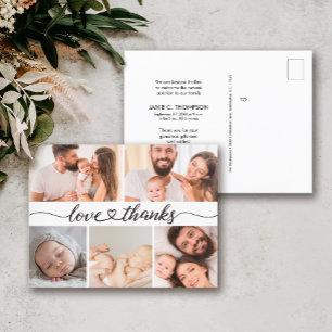 Love & Thanks Multi Photo Baby Birth Announcement  Postcard