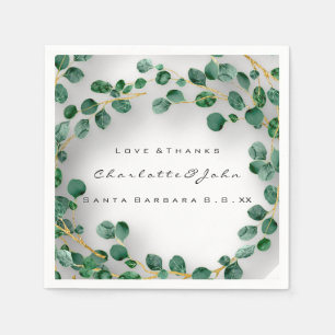 Love&Thanks Name Date Eucalyptus Rusticò Wedding Napkin