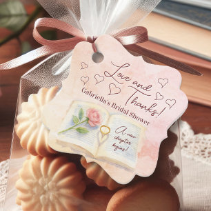 Love & Thanks New Chapter Storybook Bridal Shower Favour Tags