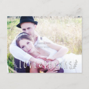 Love & Thanks Overlay Wedding Photo Postcard