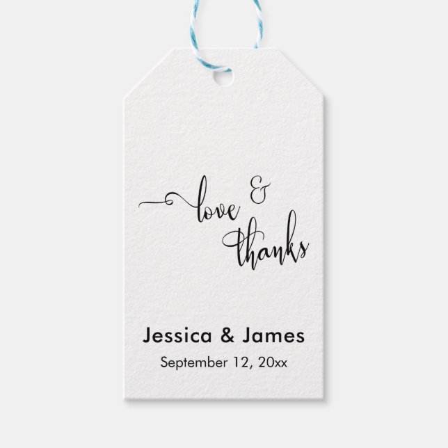 Love & Thanks Personalised Wedding Gift Tags (Front)