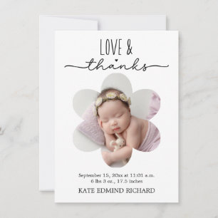 Love Thanks Photo Baby Newborn Birth Announcement 