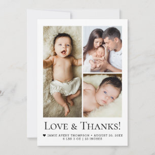 Love & Thanks Photo Collage Birth Announcement