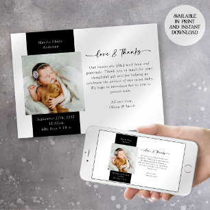 Love & Thanks Photo New Baby Birth Announcement