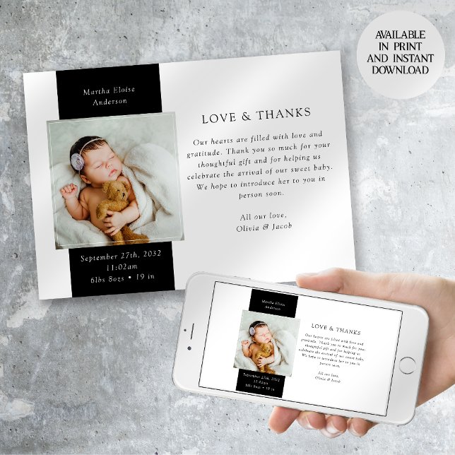 Love & Thanks Photo New Baby Birth Announcement (Creator Uploaded)