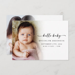 Love & Thanks   Photo Overlay Hello Baby  Thank You Card