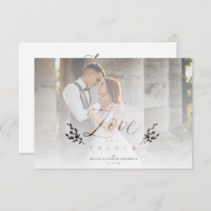 Love & Thanks Photo Wedding Botanical Transparency Thank You Card