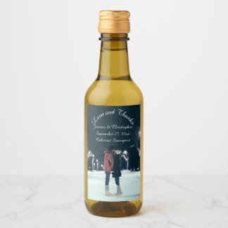 Love & Thanks Photo Wedding Mini Wine Label