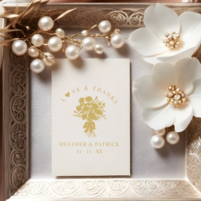 Love & Thanks Quote Wedding Bouquet Silhouette Rubber Stamp (Romantic Chic Love & Thanks Quote Wedding Bouquet Silhouette Rubber Stamp.)