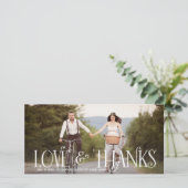 Love & Thanks Retro Script Wedding Thank You Card (Standing Front)