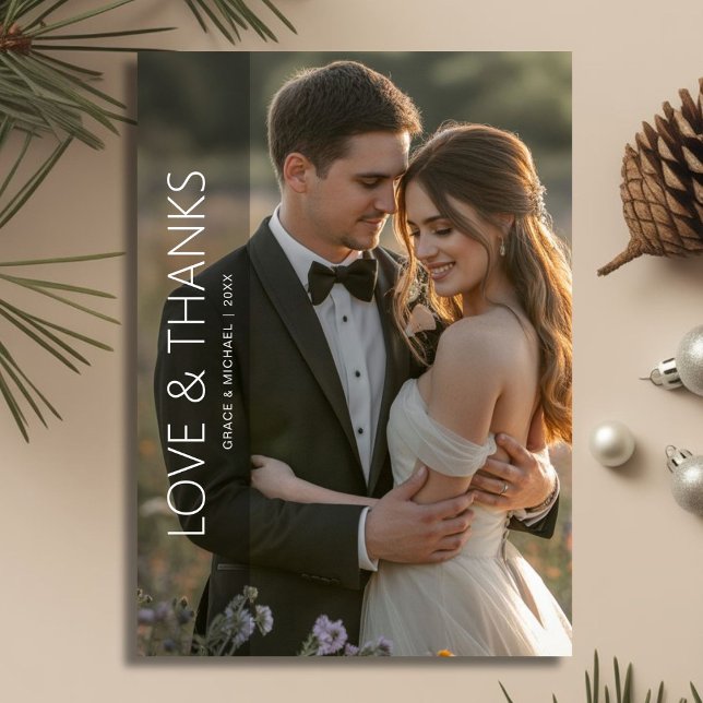 Love & Thanks Romantic Couple Holiday Card (Creator Uploaded)