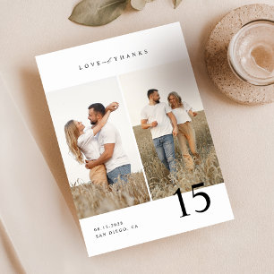 Love & Thanks Rustic Script Wedding Photo Thank You Card