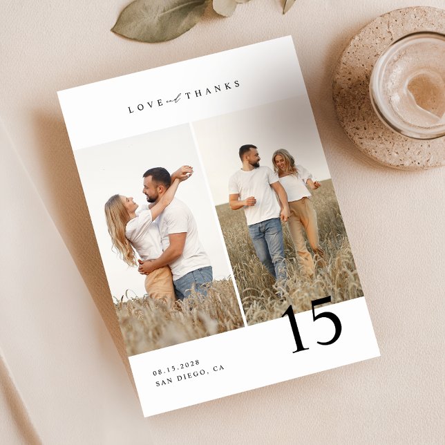 Love & Thanks | Rustic Script Wedding Photo Thank You Card (Creator Uploaded)