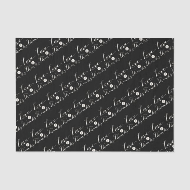 Love & Thanks Script Calligraphy Chic Tissue Paper (Front)