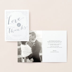 Love & Thanks Script Confetti Wedding Thank You Foil Card