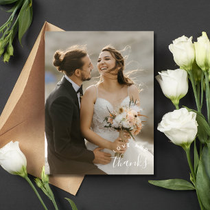 Love Thanks Simple Photo Wedding Thank You  Postcard