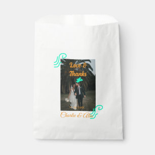 Love & thanks wedding couple photo modern add oran favour bags