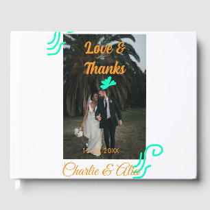 Love & thanks wedding couple photo modern add oran guest book
