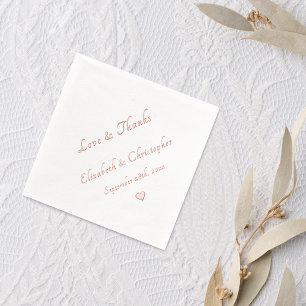 Love & Thanks Wedding Date Monogram Party Cocktail Foil Napkins